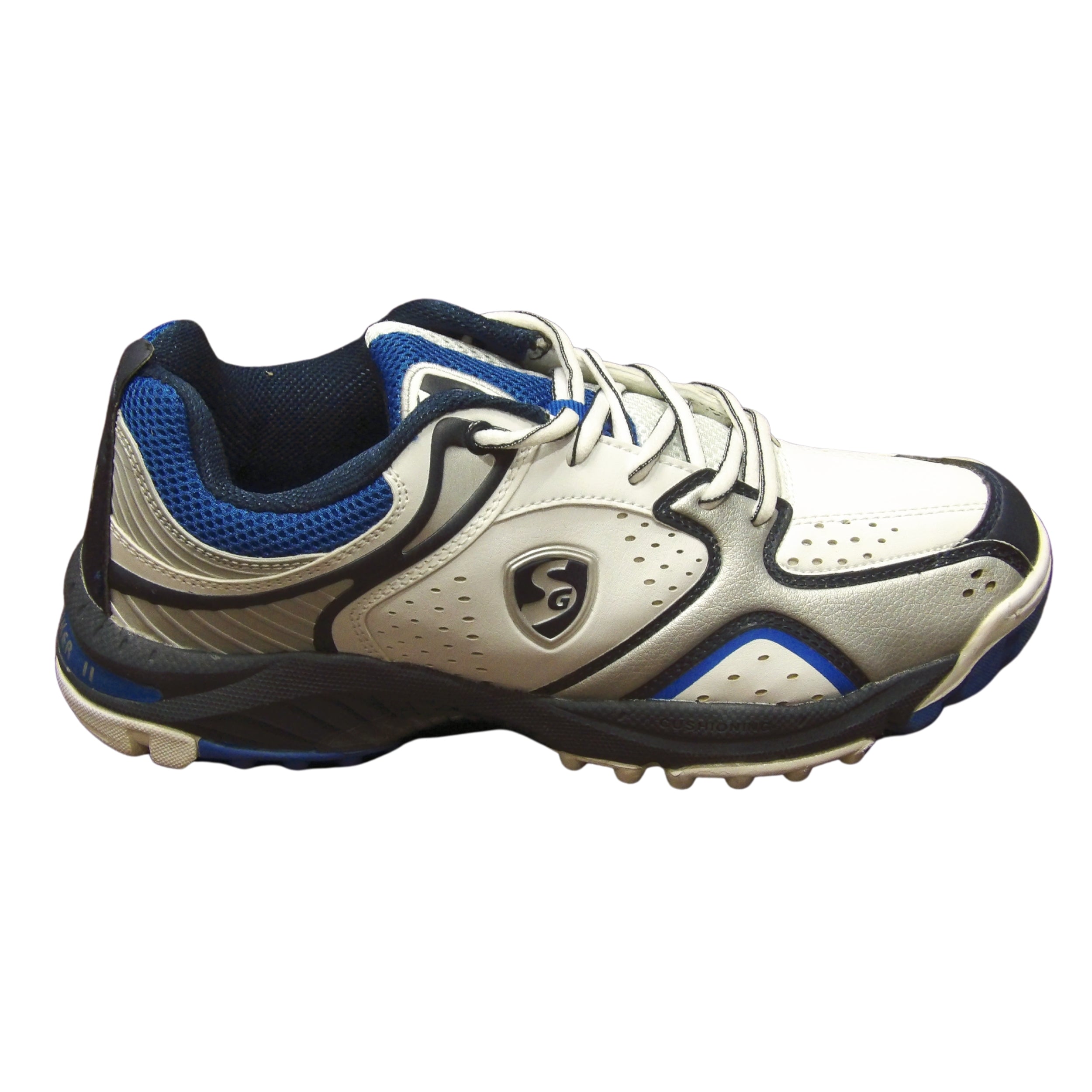 SG Cricket Shoes Striker II White Silver Blue