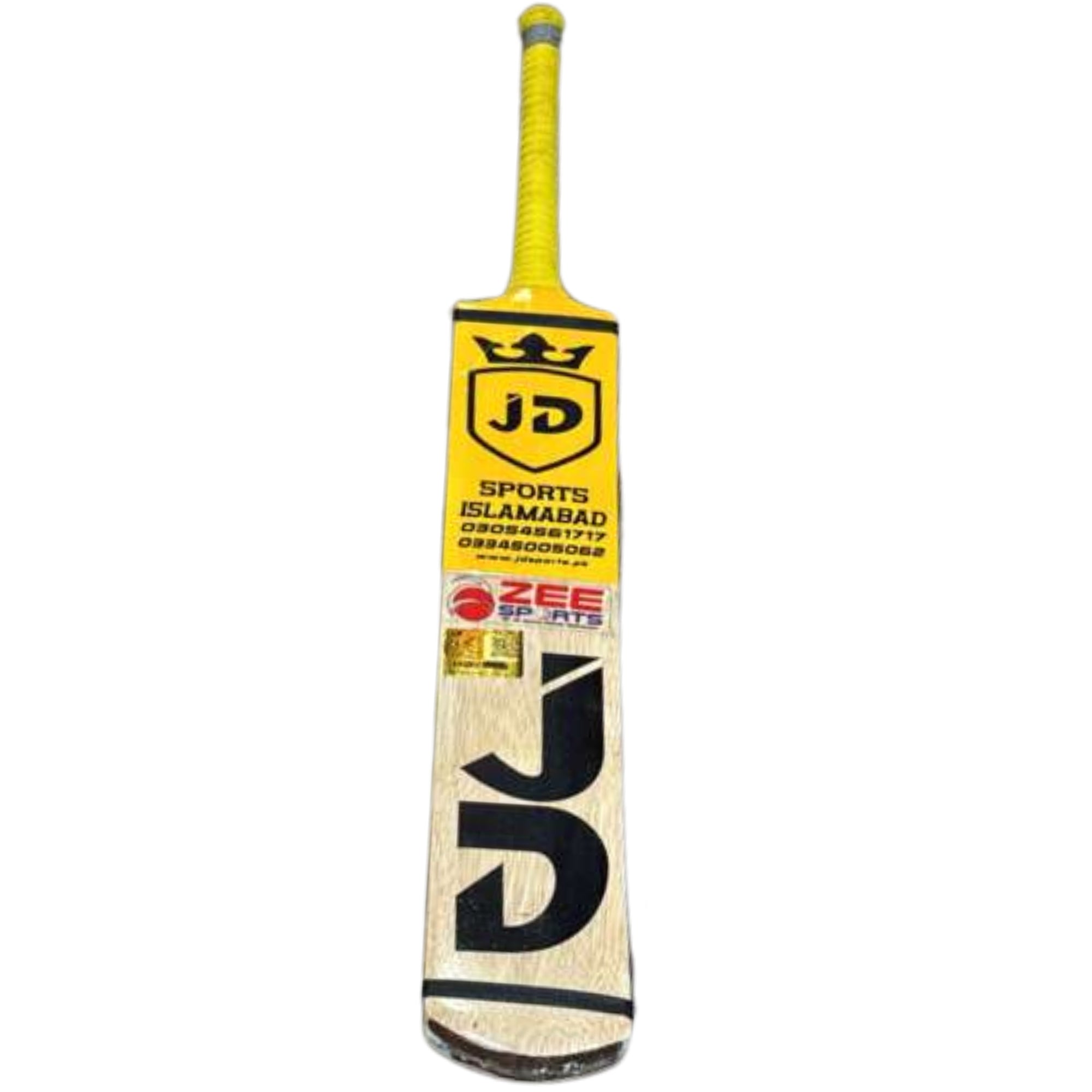 JD Sports Cricket Bat Kings Edition Hard Tennis Coca Wood Long Blade Yellow