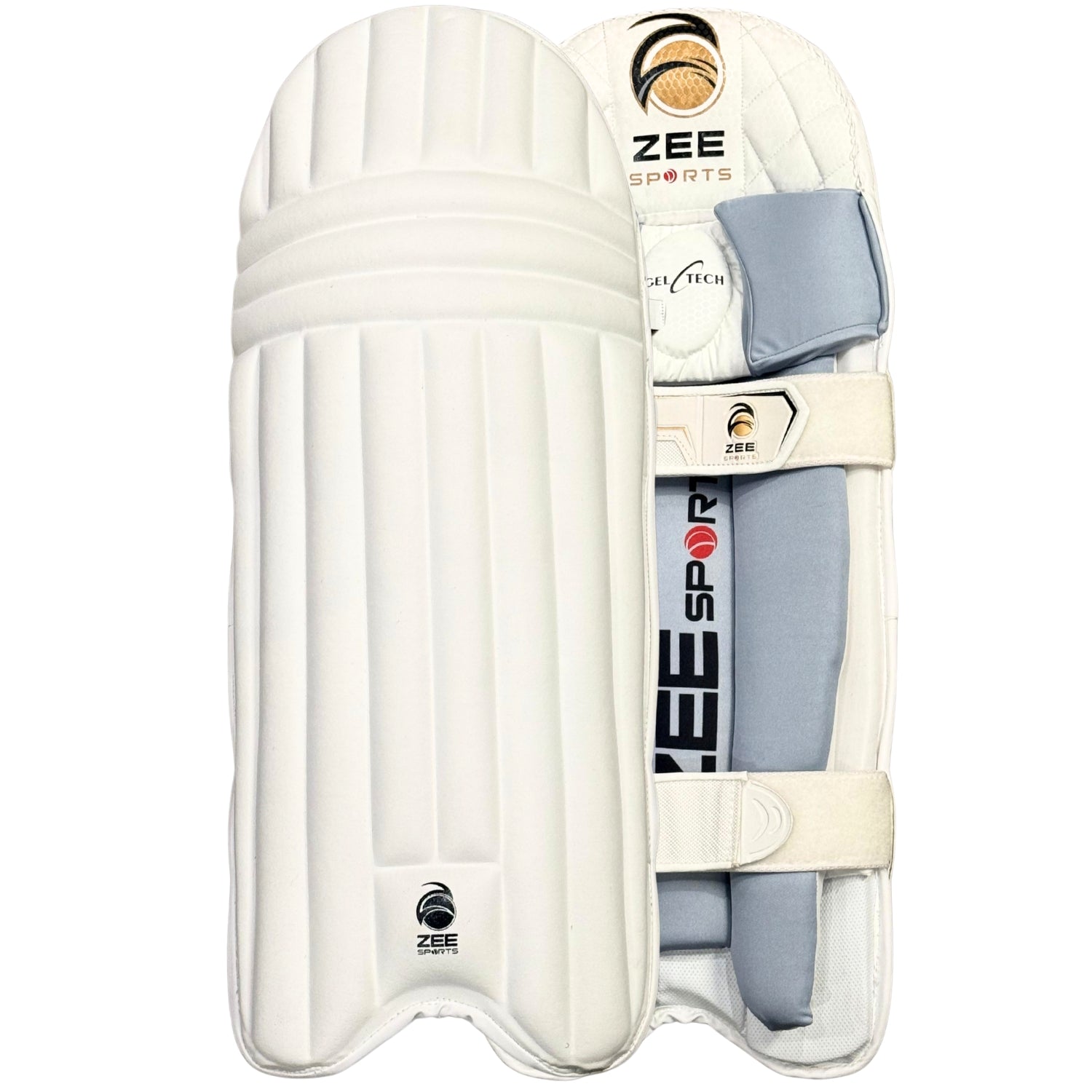 Zee Sports Batting Pads Double Strap GelTech White