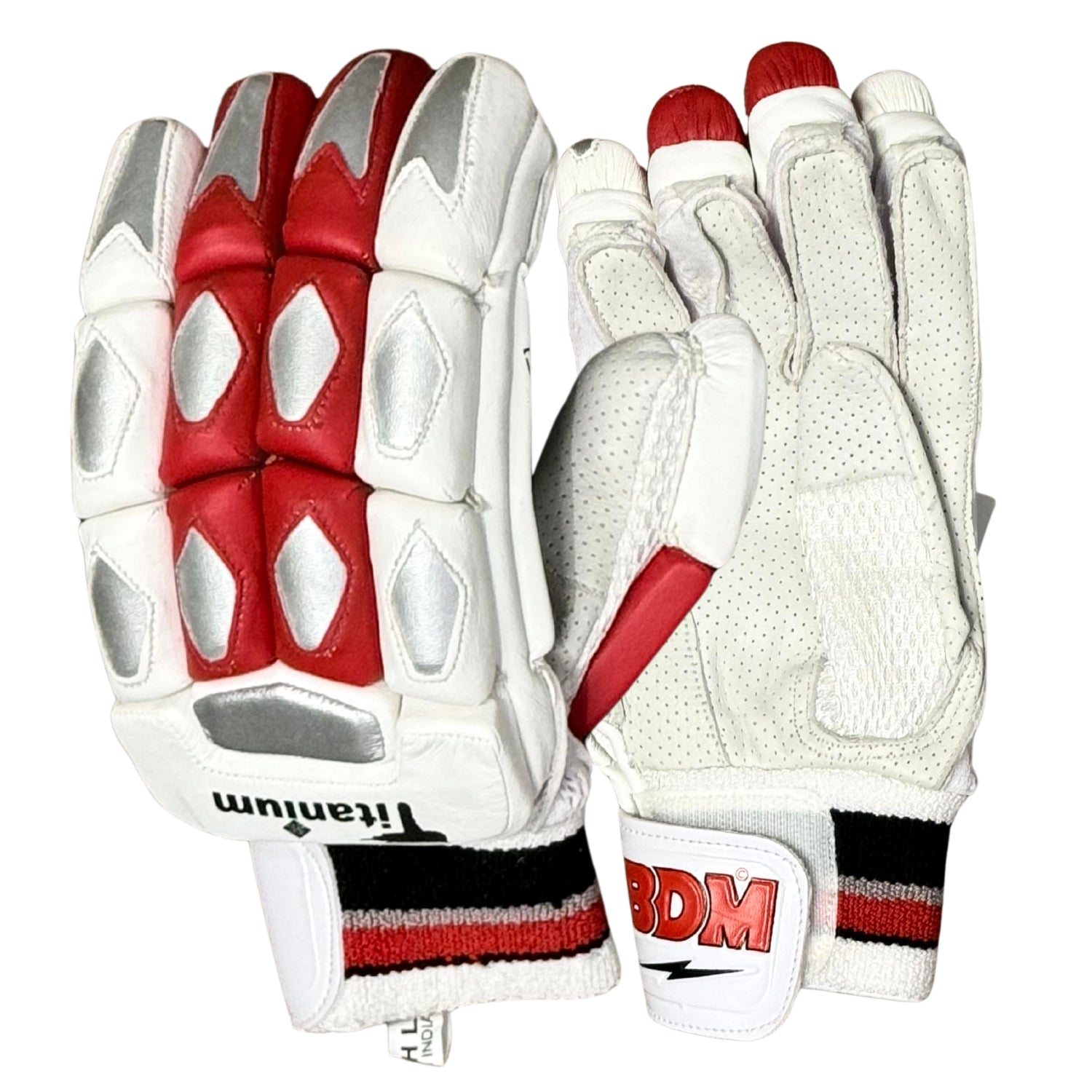 BDM Cricket Batting Gloves Titanium Red LH