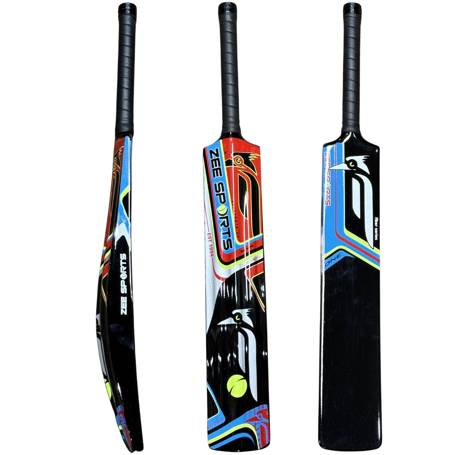 Zee Sports Cricket Bat Woodpecker Fiberglass Tennis Bat Black