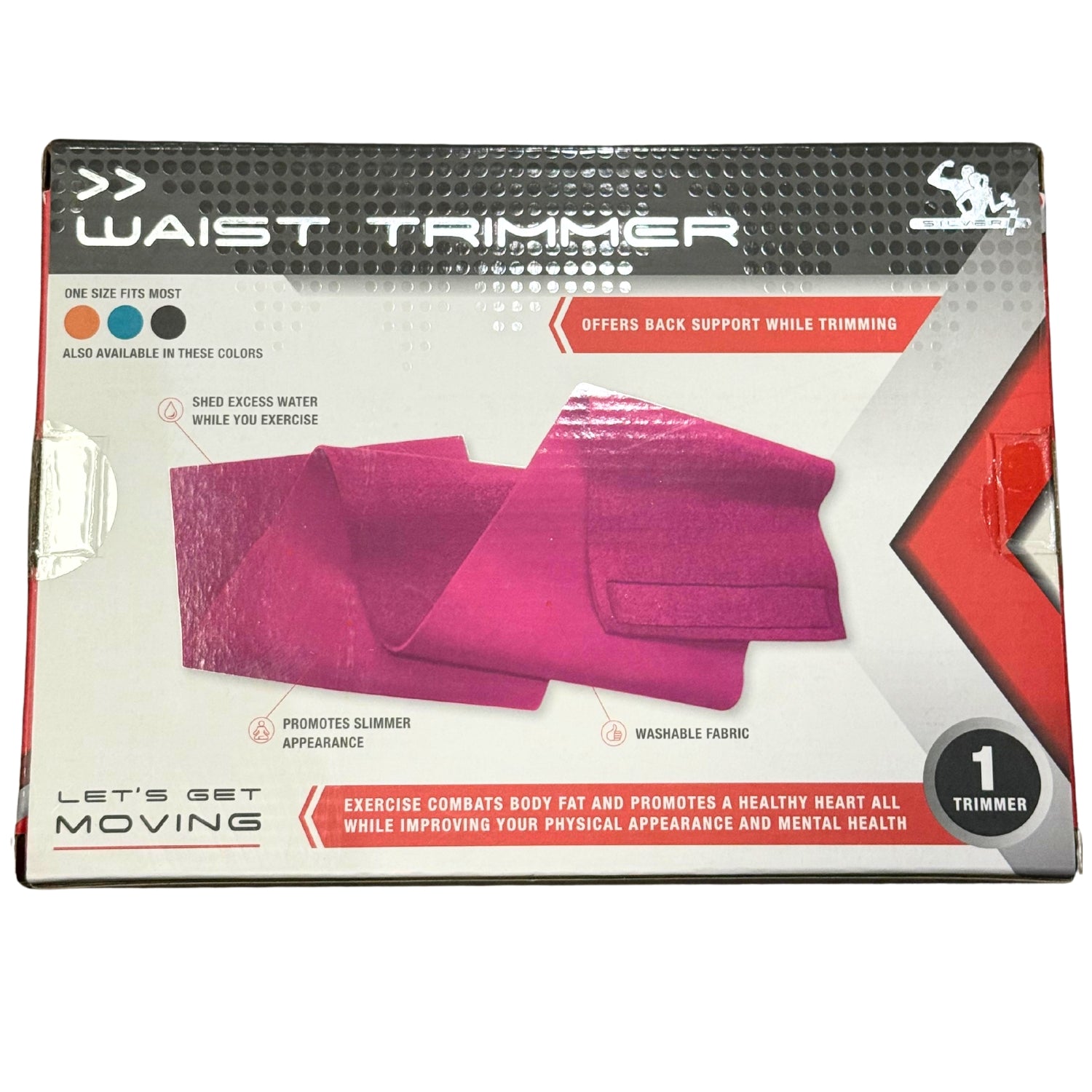 Silver1 Waist Trimmer Belt One Size Fits Pink/Orange/Teal