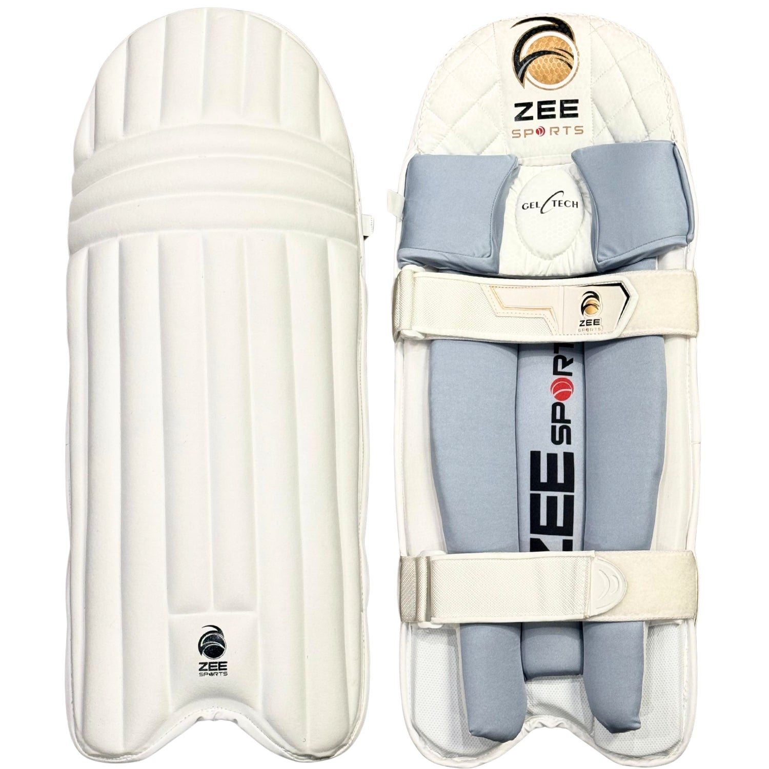 Zee Sports Batting Pads Double Strap GelTech White
