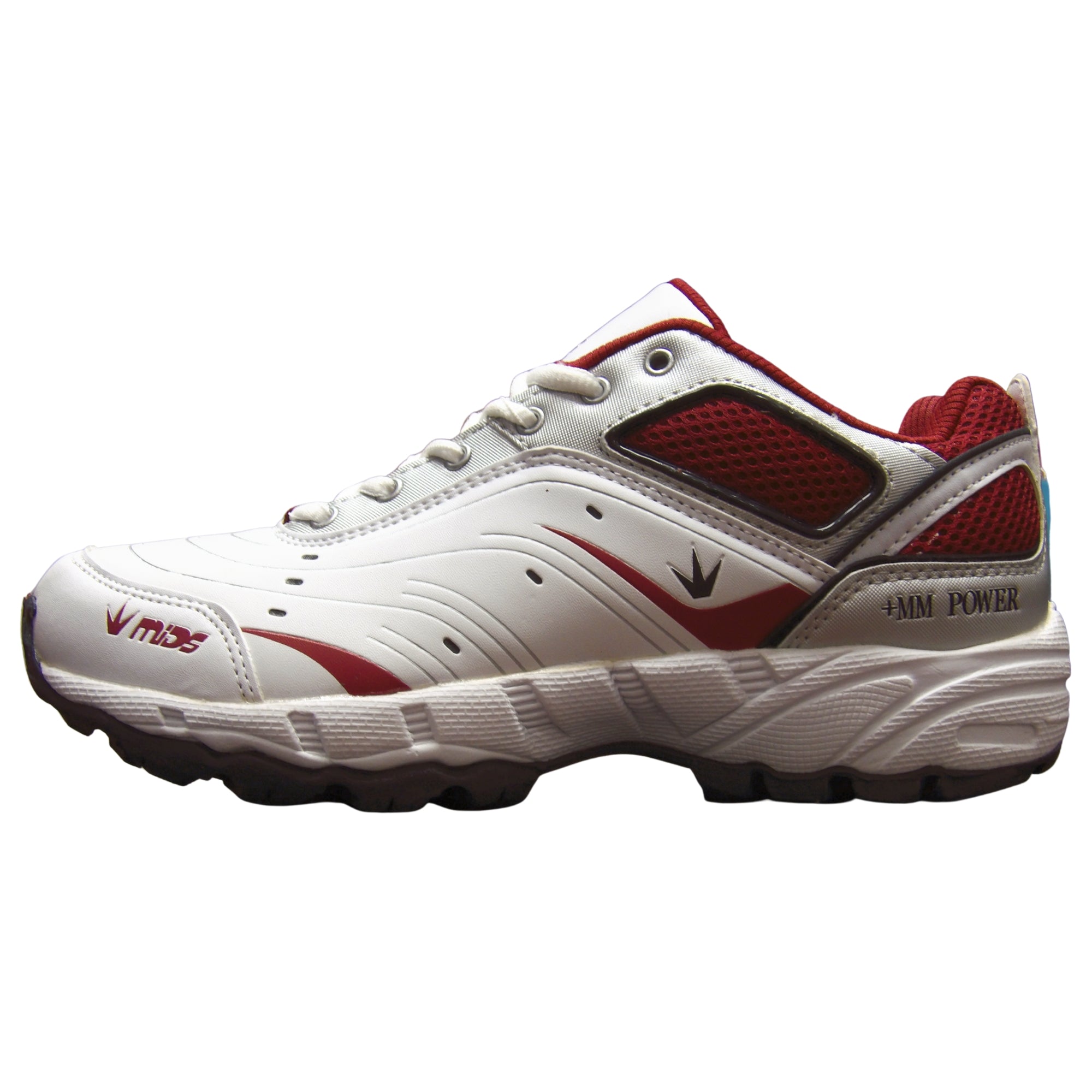 MIDS Shoes, +MM Power Cricket Shoes, White/Gray/Red