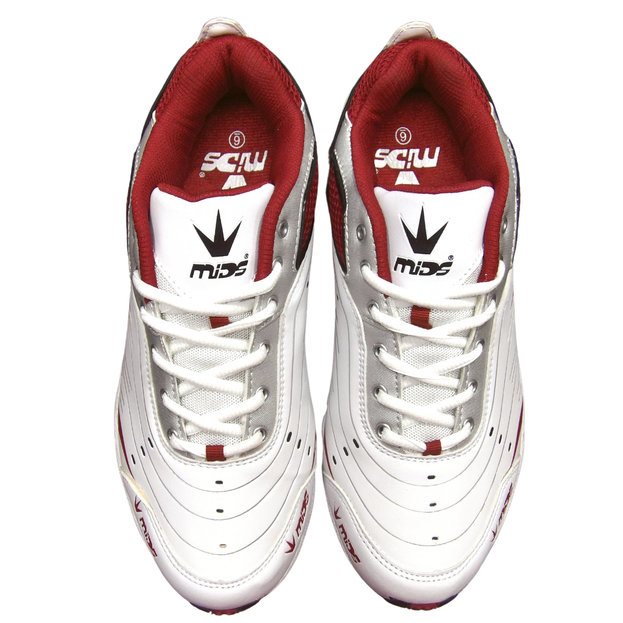 MIDS Shoes, +MM Power Cricket Shoes, White/Gray/Red