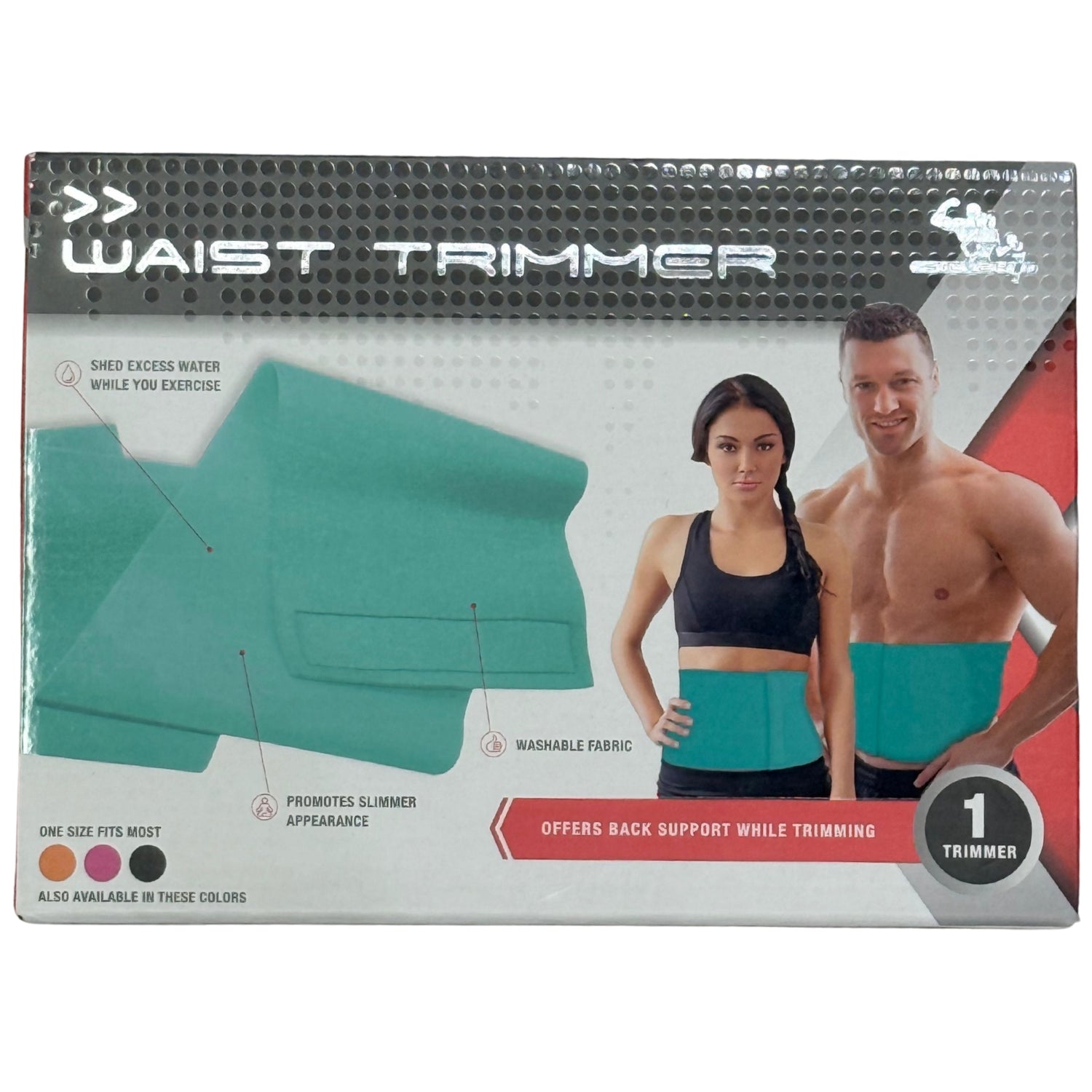 Silver1 Waist Trimmer Belt One Size Fits Pink/Orange/Teal
