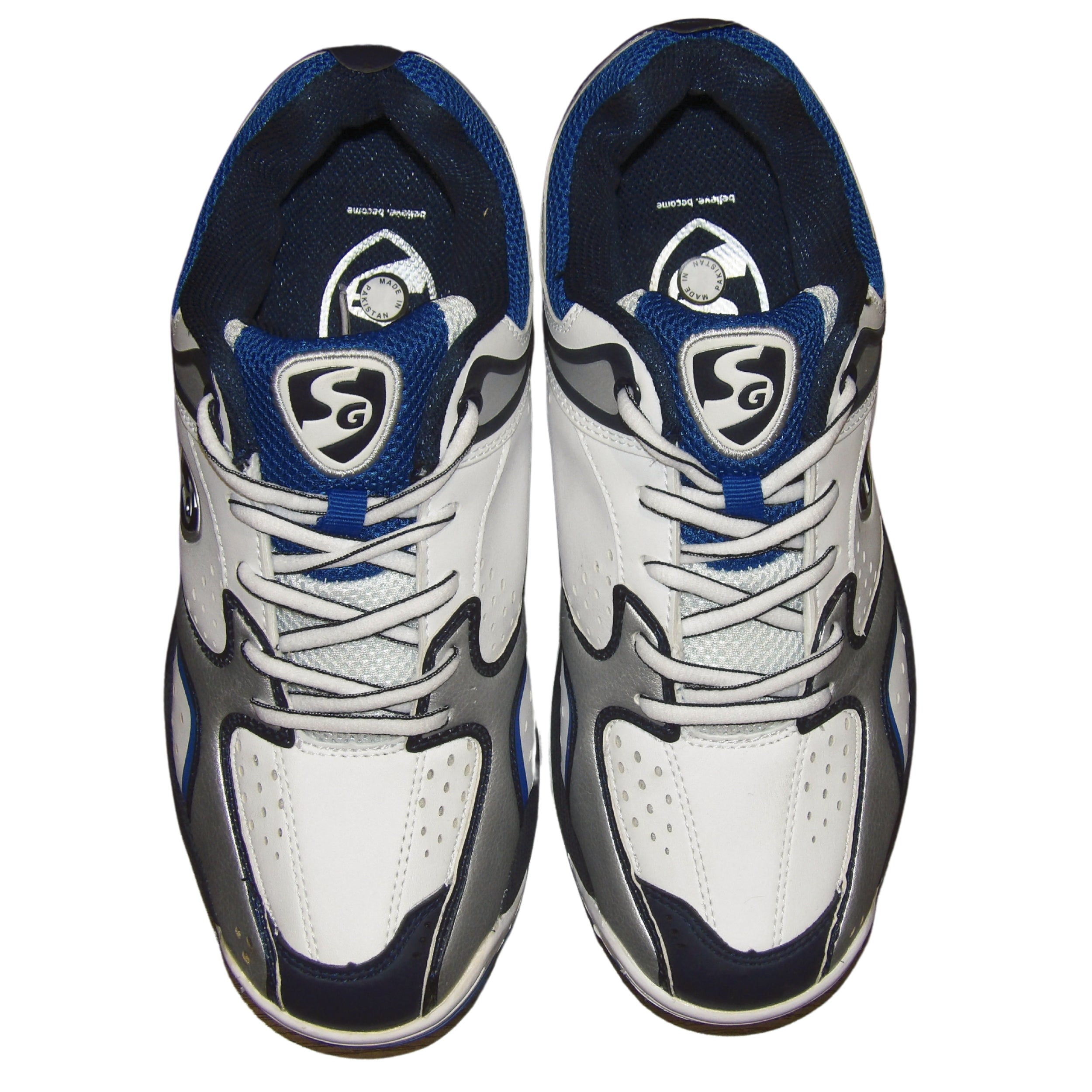 SG Cricket Shoes Striker II White Silver Blue
