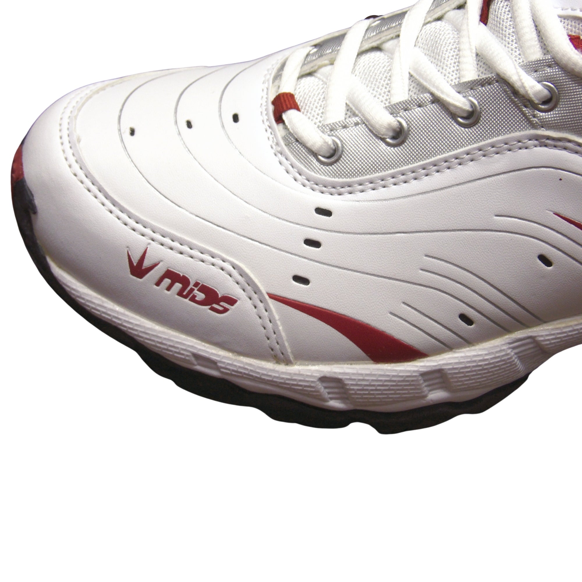 MIDS Shoes, +MM Power Cricket Shoes, White/Gray/Red