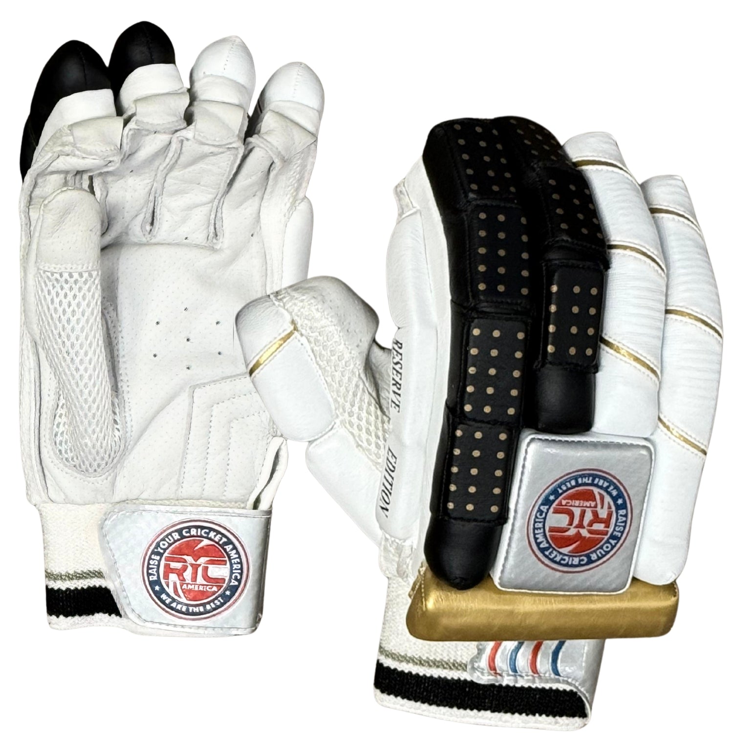 Zee Sports Cricket Batting Gloves RYC America Reserve Edition Black Golden