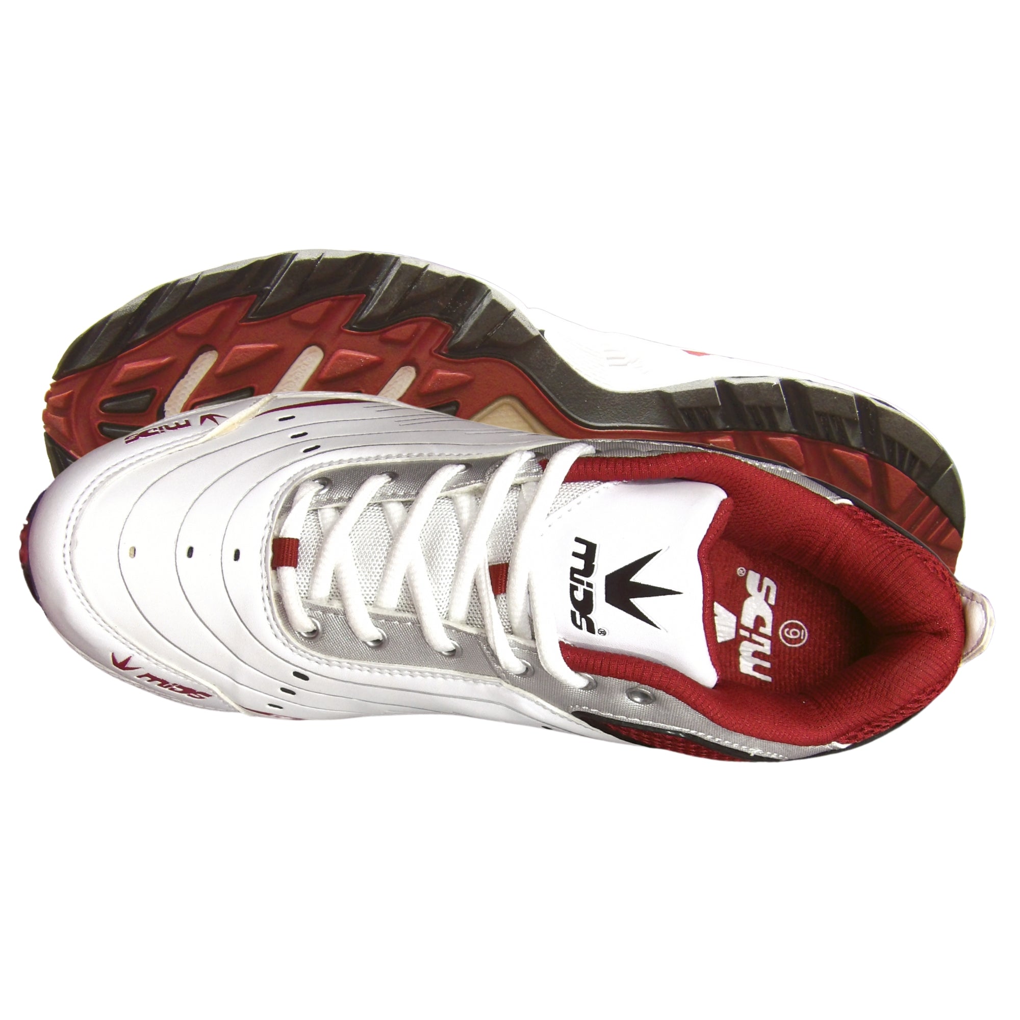 MIDS Shoes, +MM Power Cricket Shoes, White/Gray/Red