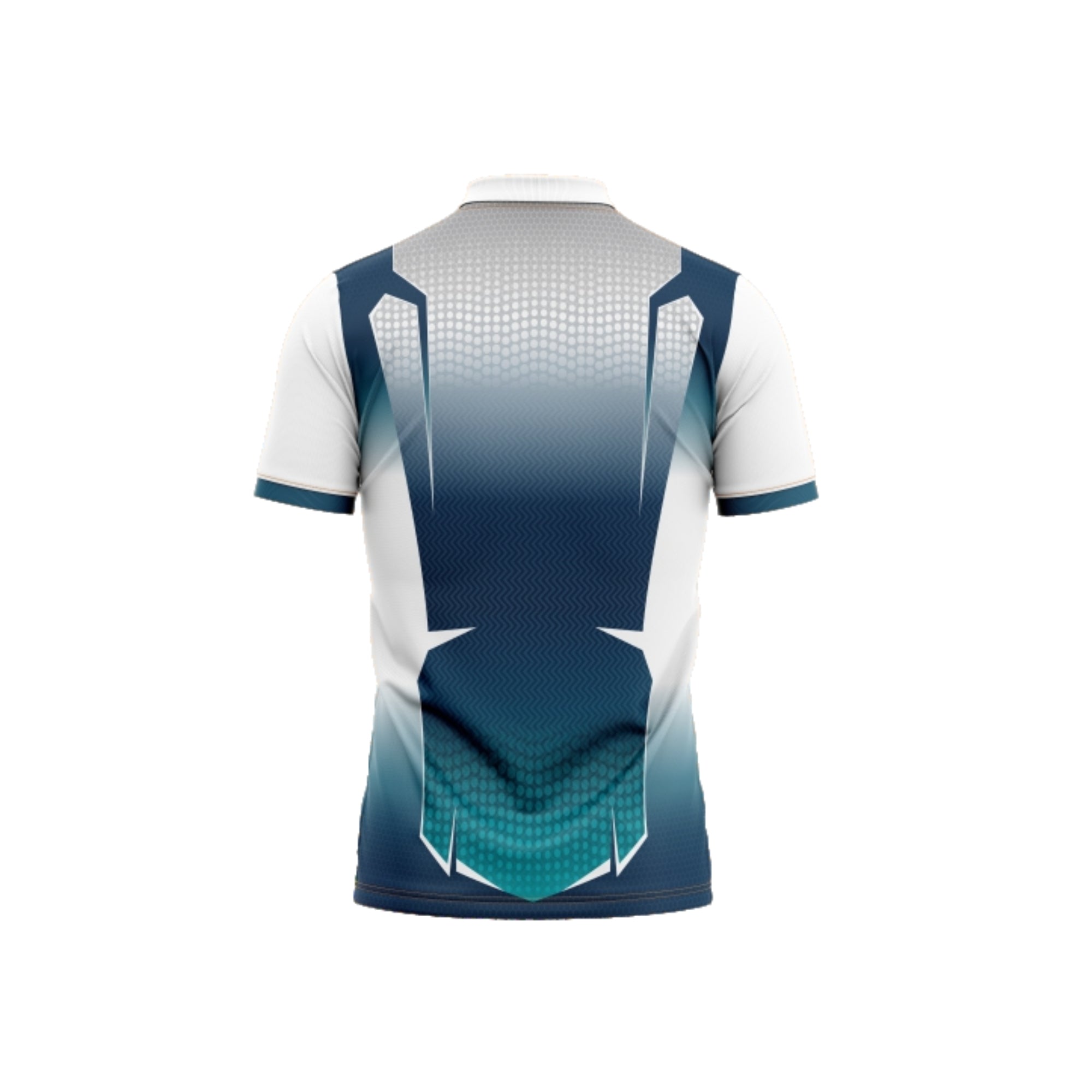 White and blue sports jersey with star design on a white background
