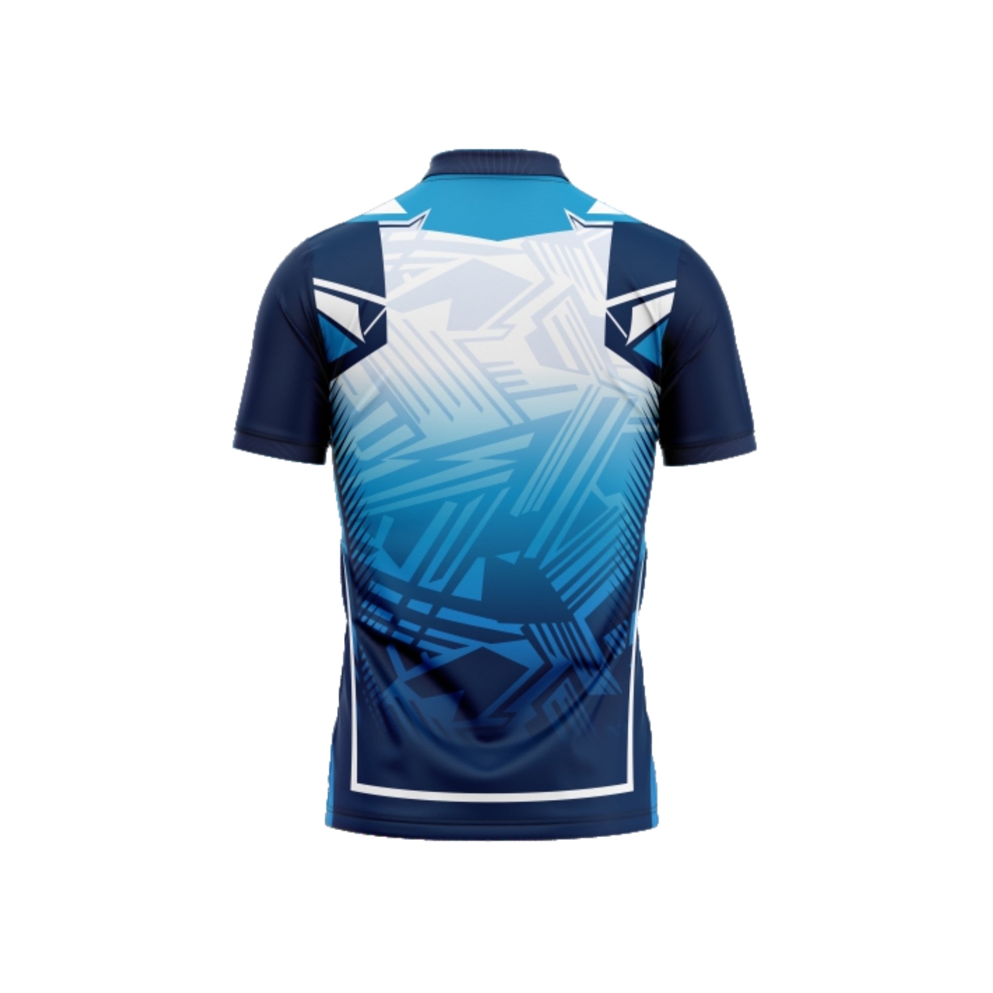 Blue and white sports jersey on a white background