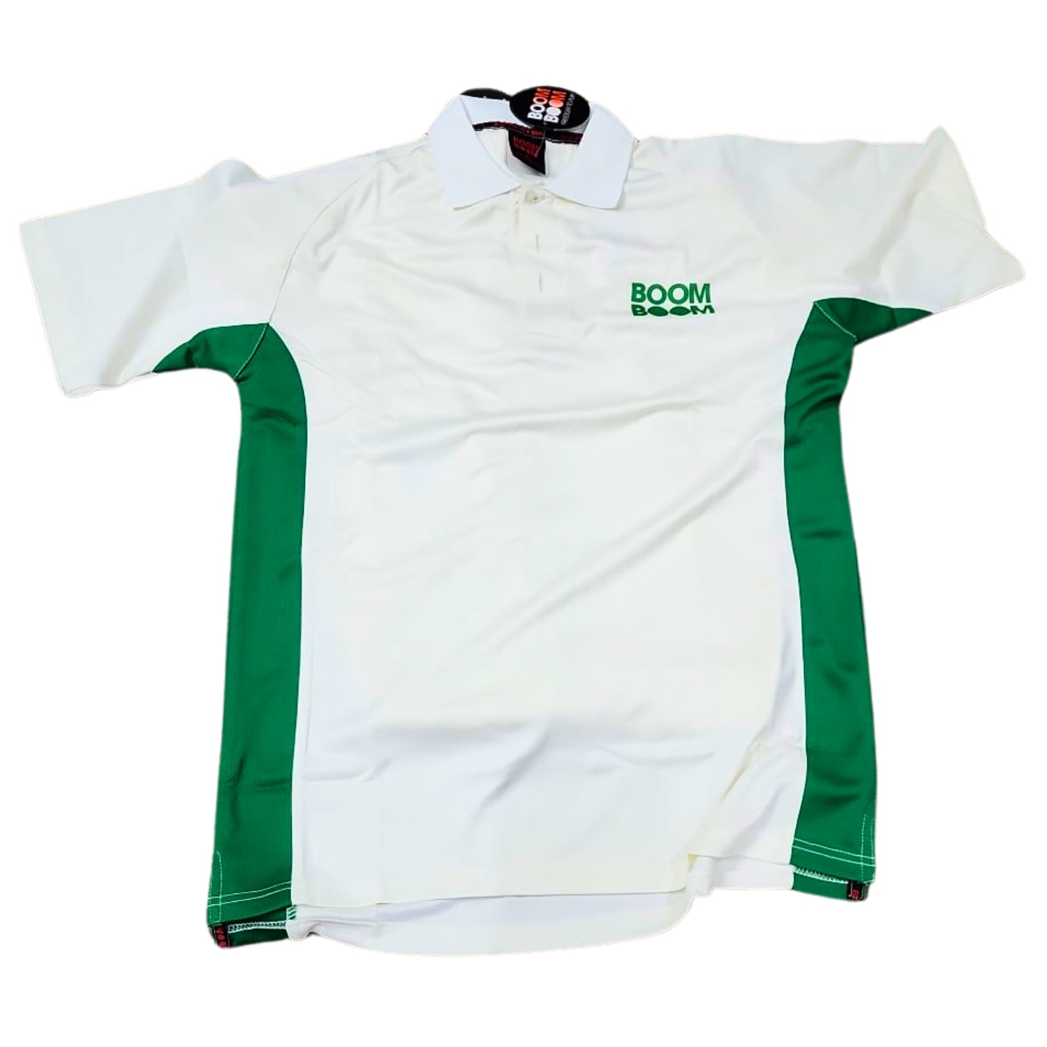 Boom Boom Uniform, White-Green Cricket Shirt & Trouser, XL