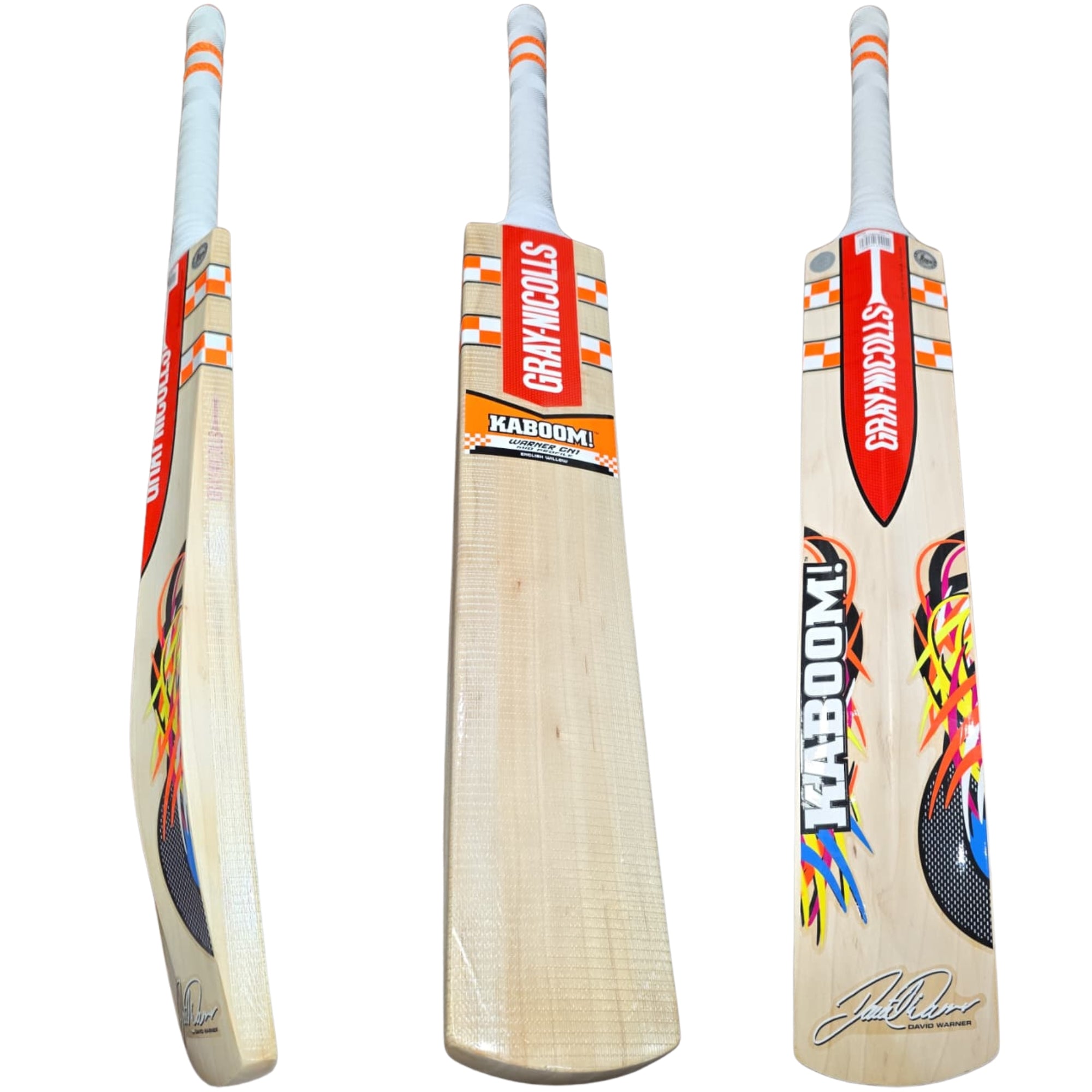 Gray Nicolls Cricket Bat Kaboom Warner GN1 Mid Profile English Willow