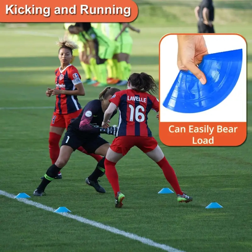 Cricket Circle Cones 30 Yard With Carry Bag & Holder - Pack of 50 - Red-Blue-Orange