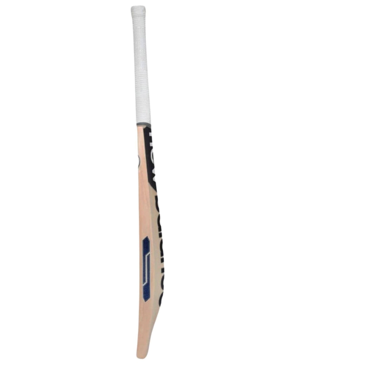 Wooden cricket bat with white handle on a white background