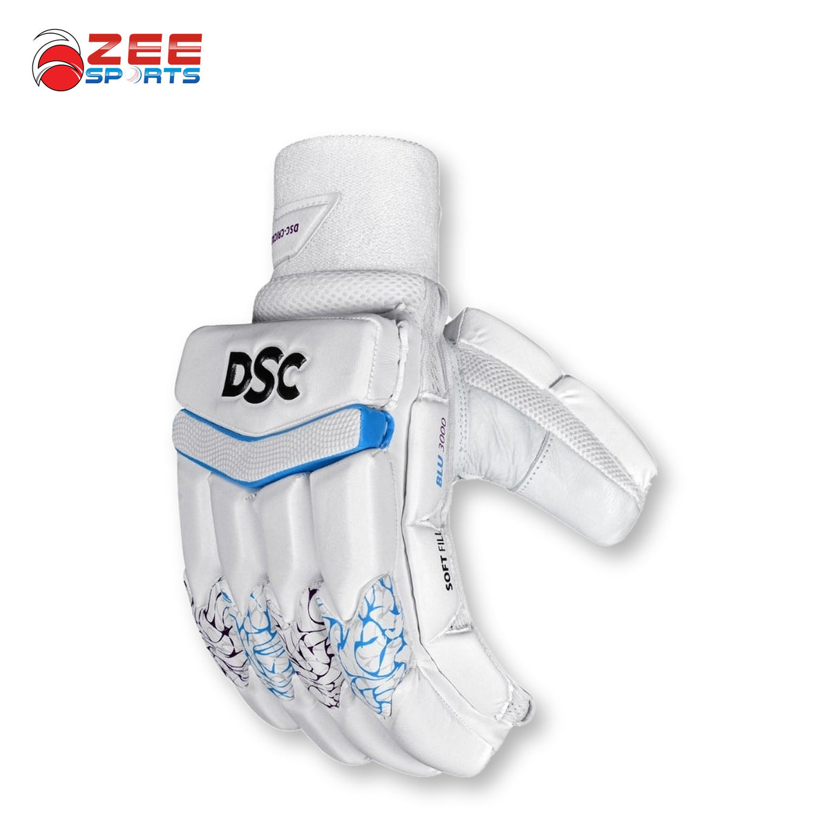 Close-up of DSC Blue3000 adult right-handed batting glove