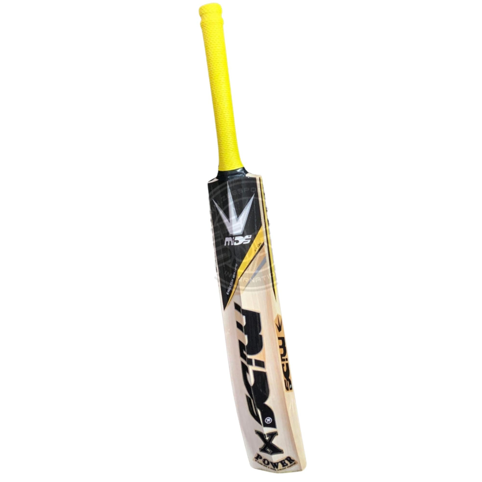 MIDS Cricket Bat X-Power English Willow Yellow Gold Sticker