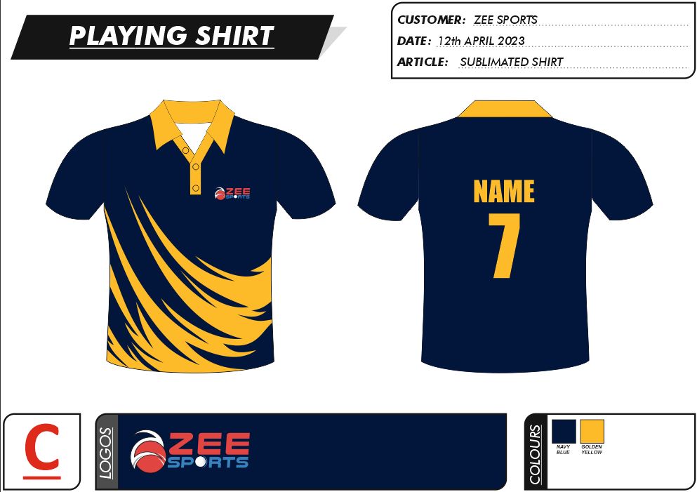 038 | Zee Sports Uniform, 20 Team Color Uniform Kit 43