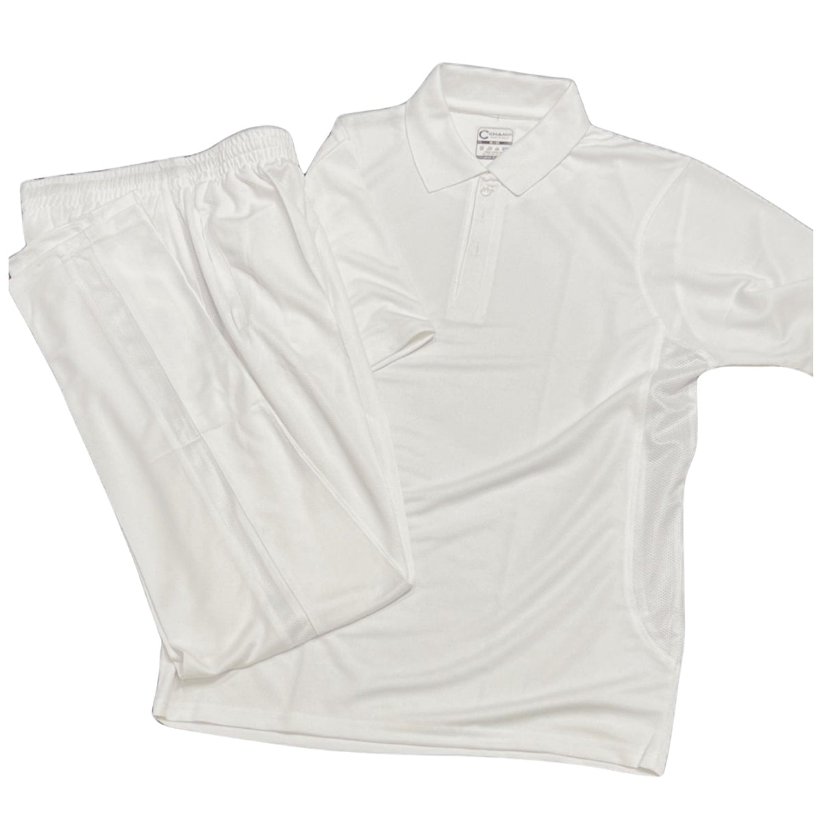 Zee Sports white cricket uniform shirt and trousers