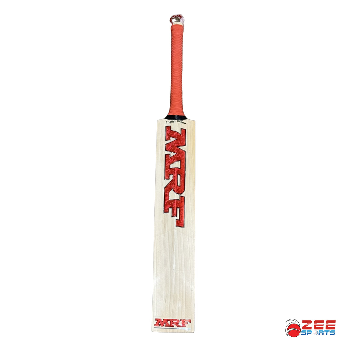 Back of MRF Genius Grand Edition Harrow cricket bat on white