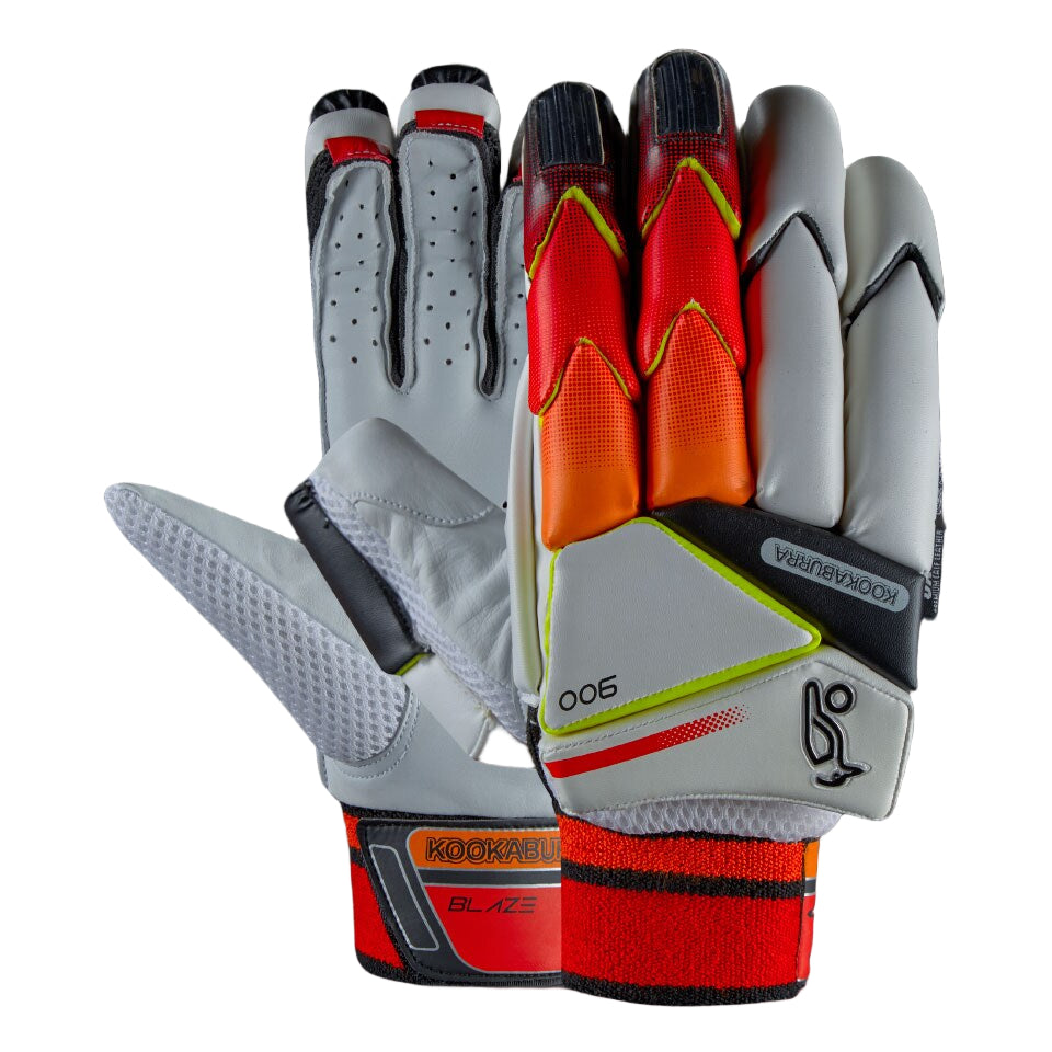 Kookaburra Blaze 900 Batting Gloves - White/Orange/Red RH