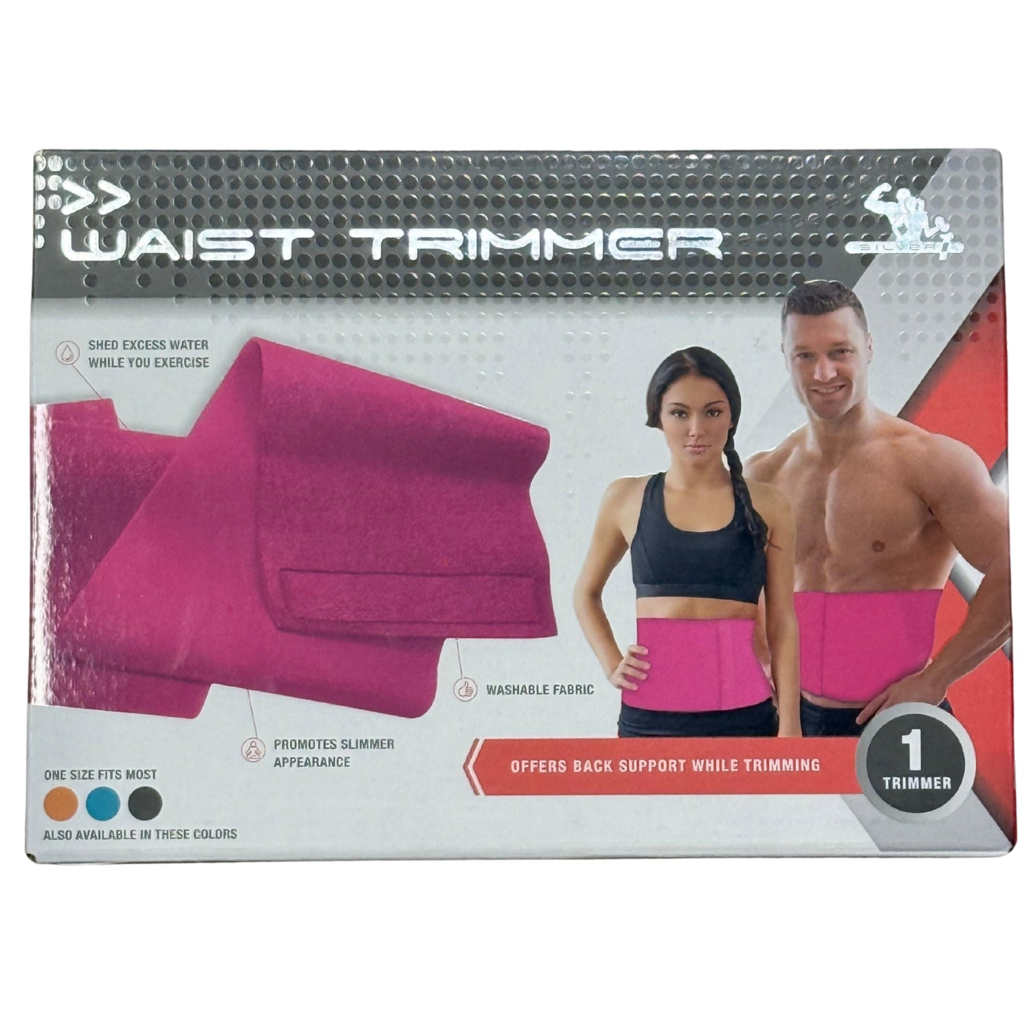 Silver1 Waist Trimmer Belt One Size Fits Pink/Orange/Teal