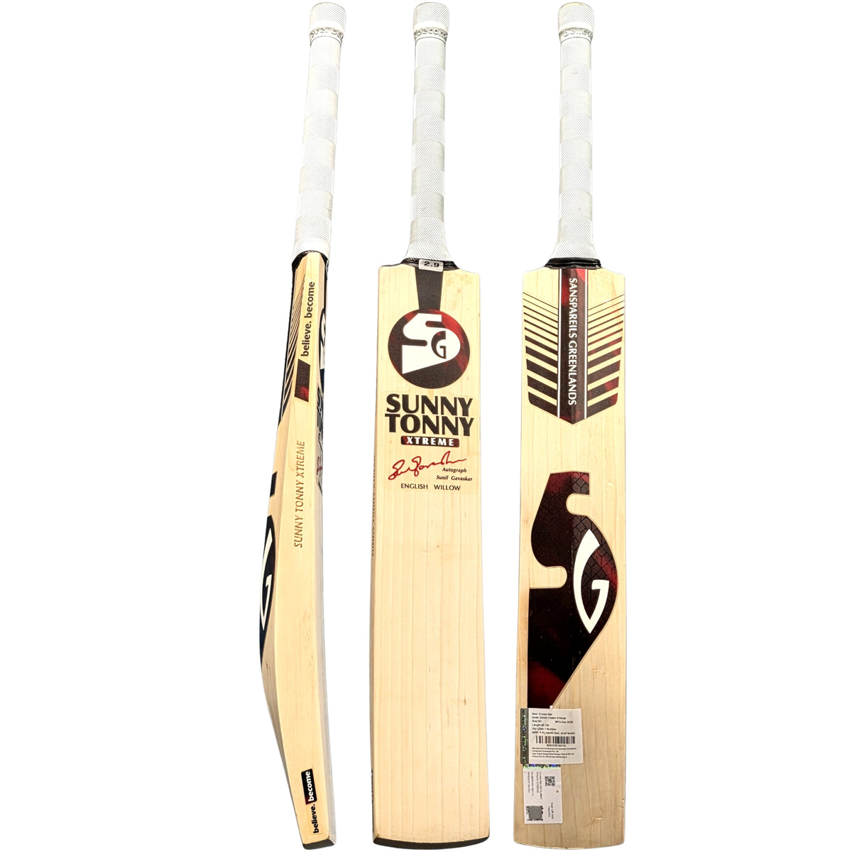 SG Cricket Bat Sunny Tonny Xtreme Player Sunil Gavaskar English Willow SH Adult
