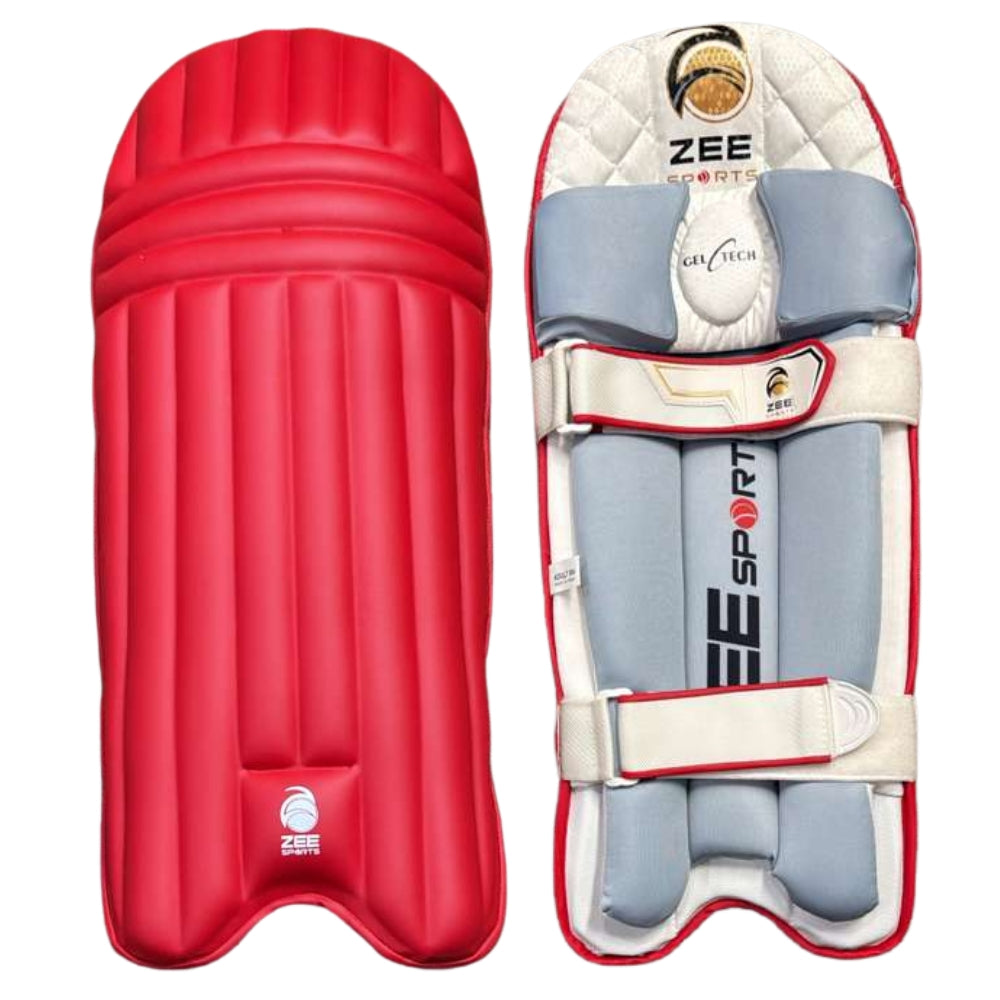 Zee Sports Batting Pads Double Strap GelTech Red