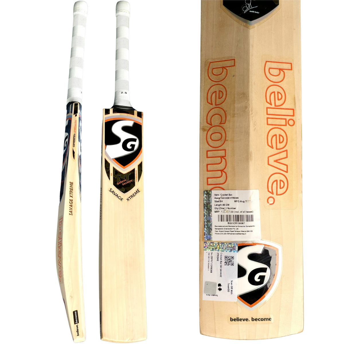 SG Cricket Bat Savage Xtreme Hardik Pandya Series English Willow SH Adult - image 4