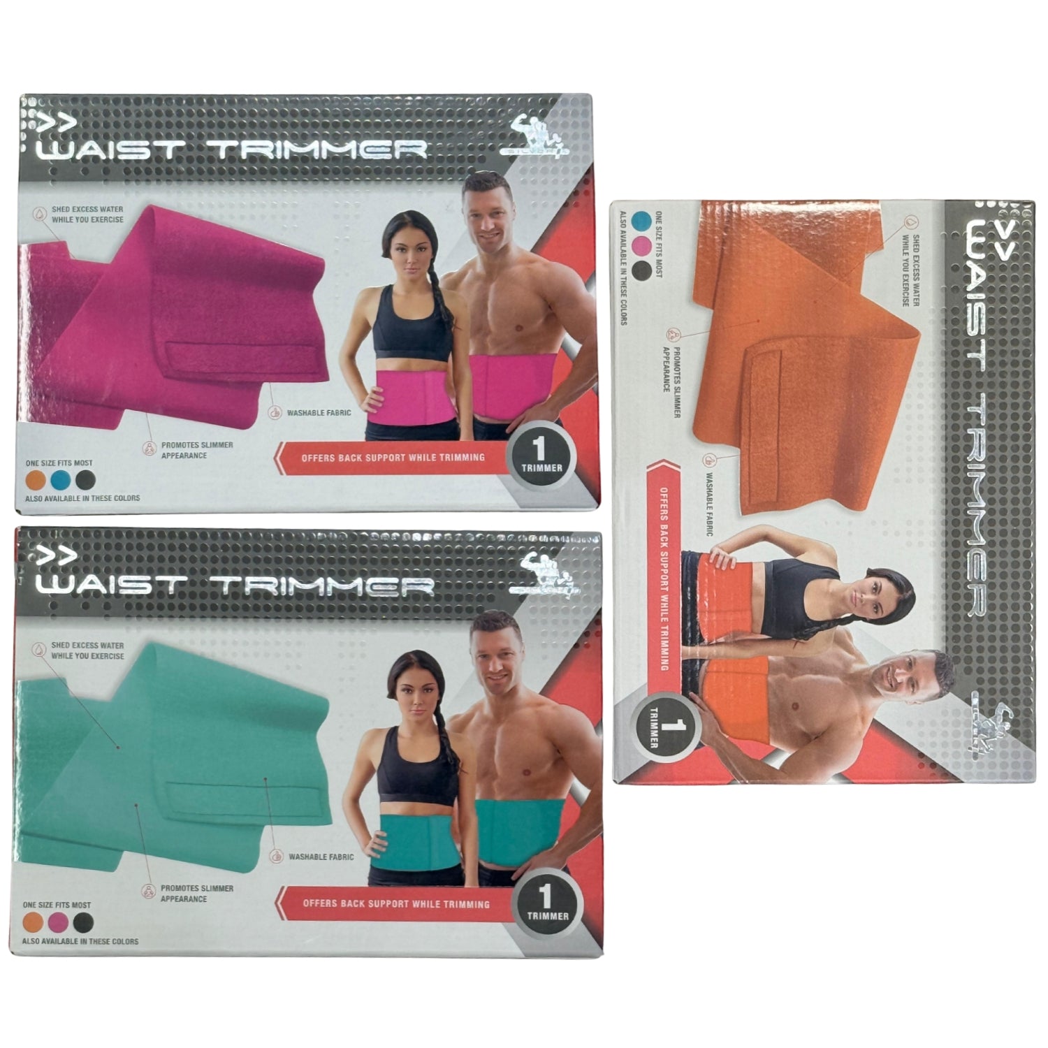 Silver1 Waist Trimmer Belt One Size Fits Pink/Orange/Teal