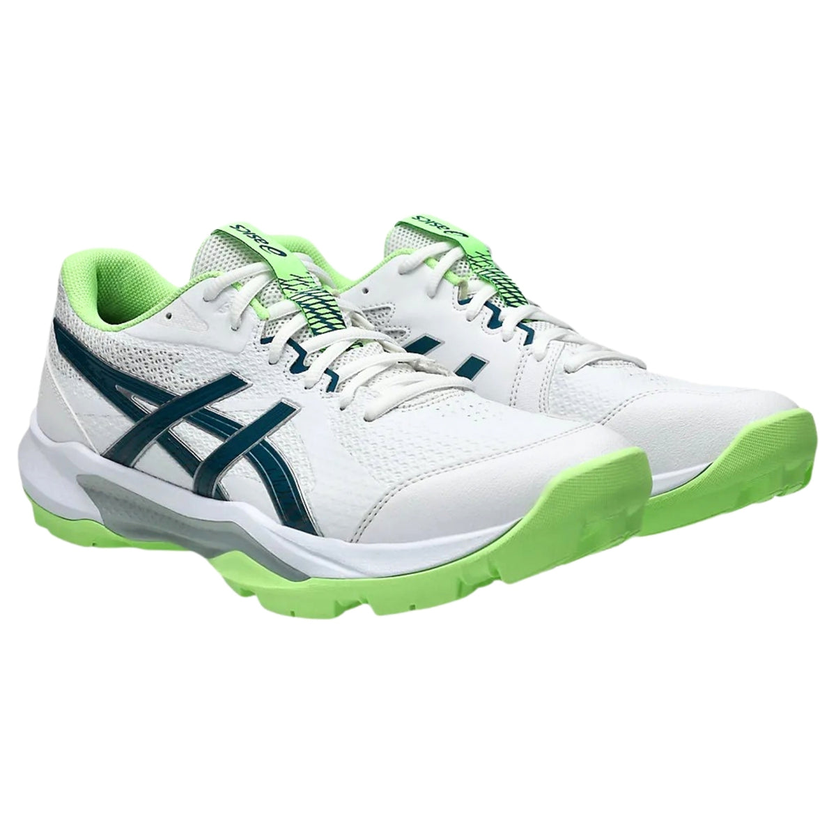 Asics Cricket Shoes Gel Peake 3 Unisex Field Shoes White/Deep Teal/Lime Green 2026 Model