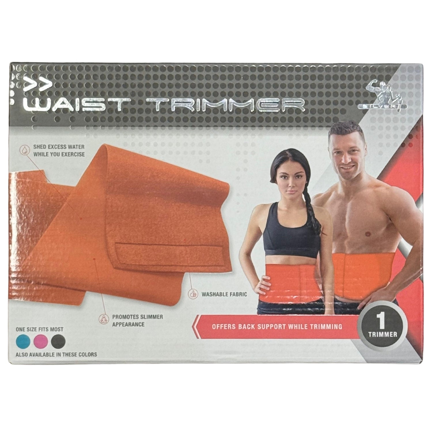 Silver1 Waist Trimmer Belt One Size Fits Pink/Orange/Teal