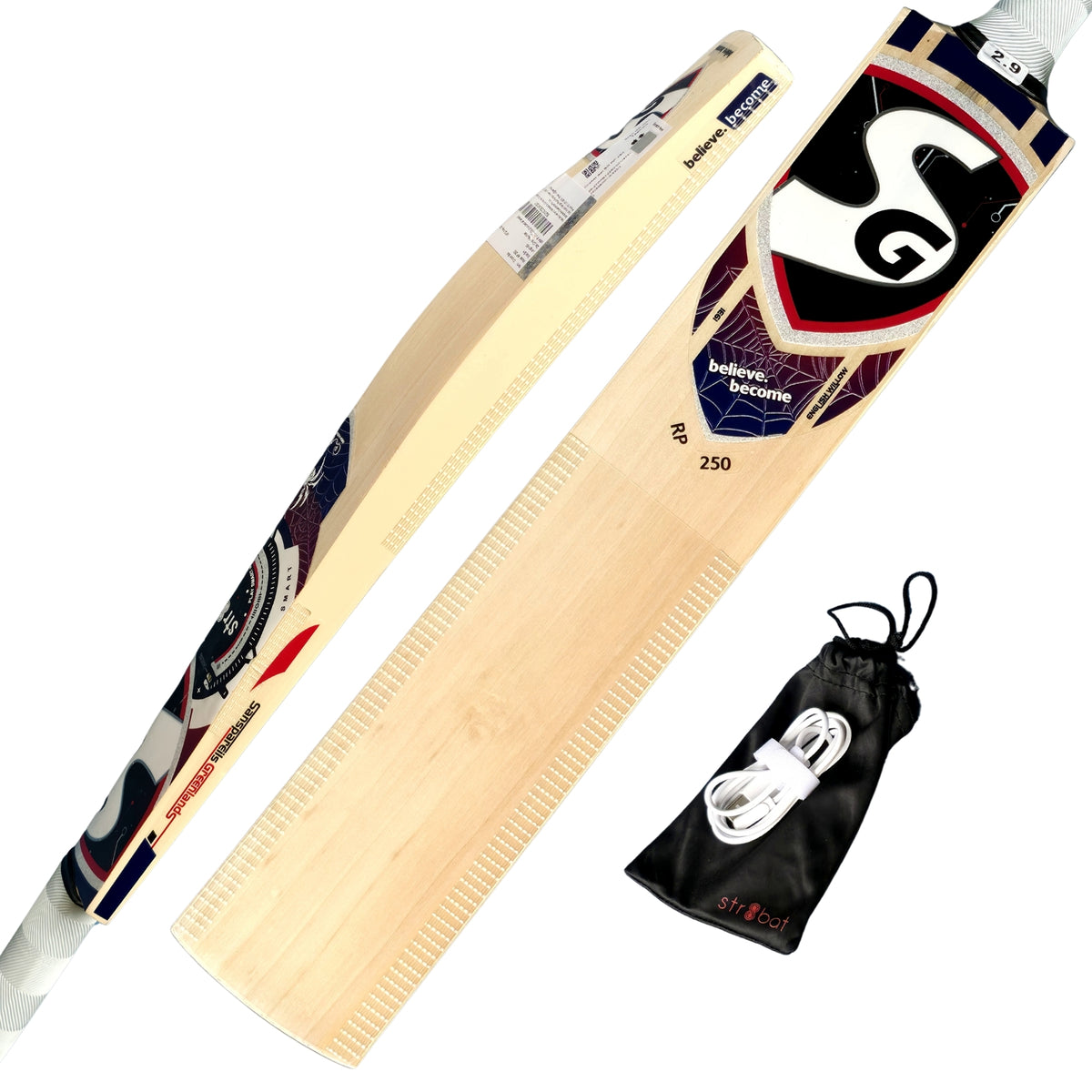 SG Cricket Bat RP250 Str8bat Sensor Hybrid Tec Smart English Willow SH Adult - image 6