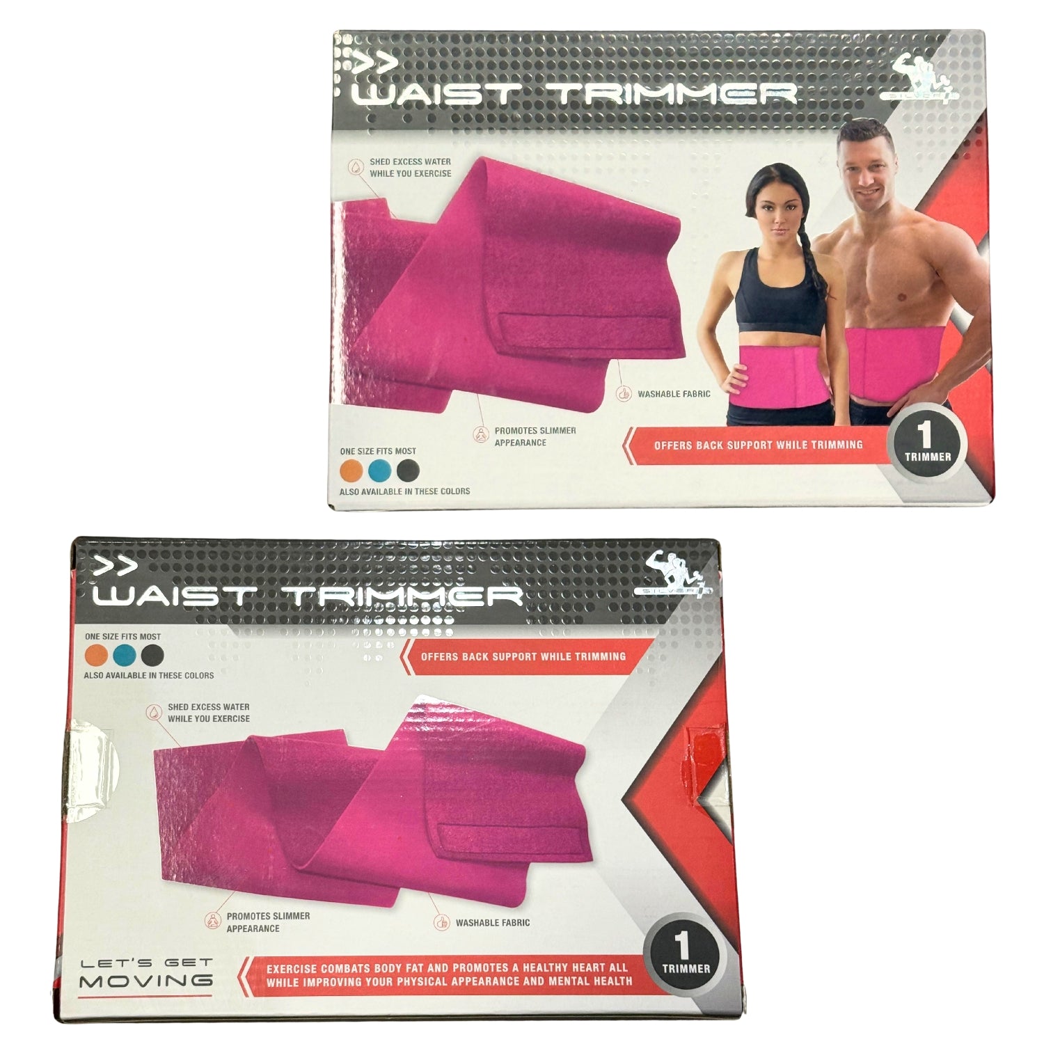 Silver1 Waist Trimmer Belt One Size Fits Pink/Orange/Teal