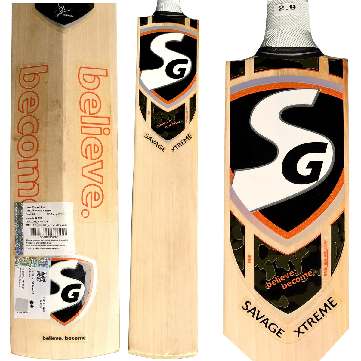 SG Cricket Bat Savage Xtreme Hardik Pandya Series English Willow SH Adult - image 8