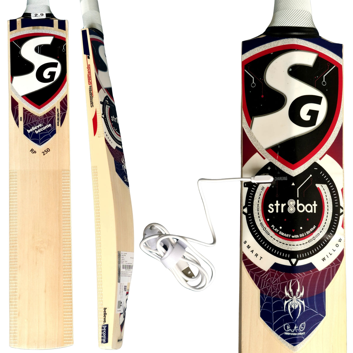 SG Cricket Bat RP250 Str8bat Sensor Hybrid Tec Smart English Willow SH Adult - image 4