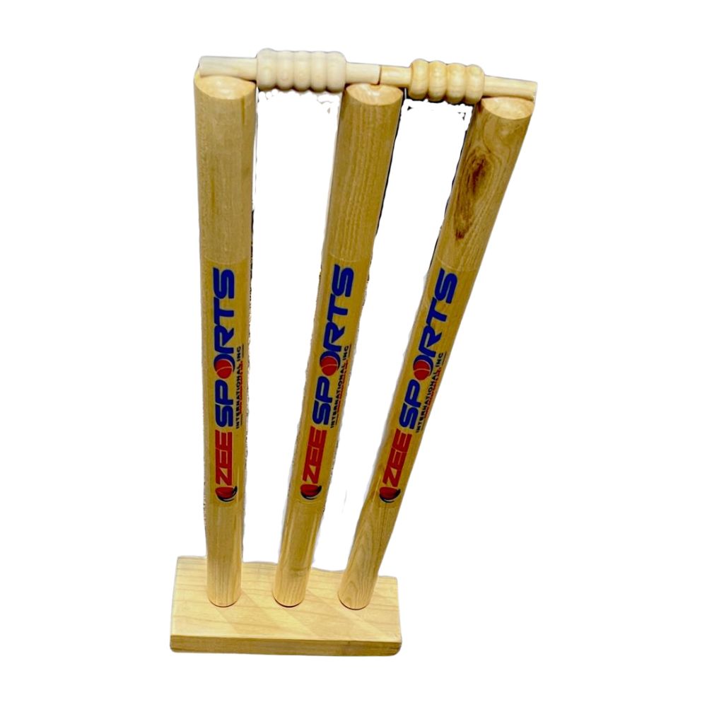 Zee Sports Wooden Stumps with Wooden Base