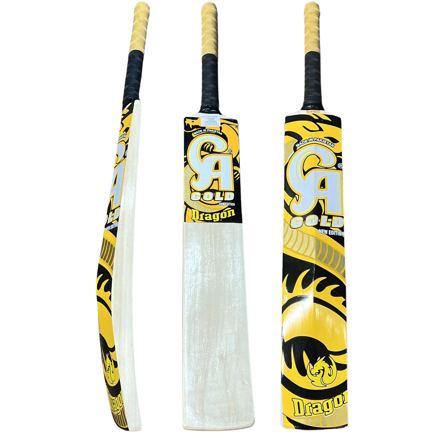 CA Cricket Bat Gold-New-Edition-Dragon Tape Tennis