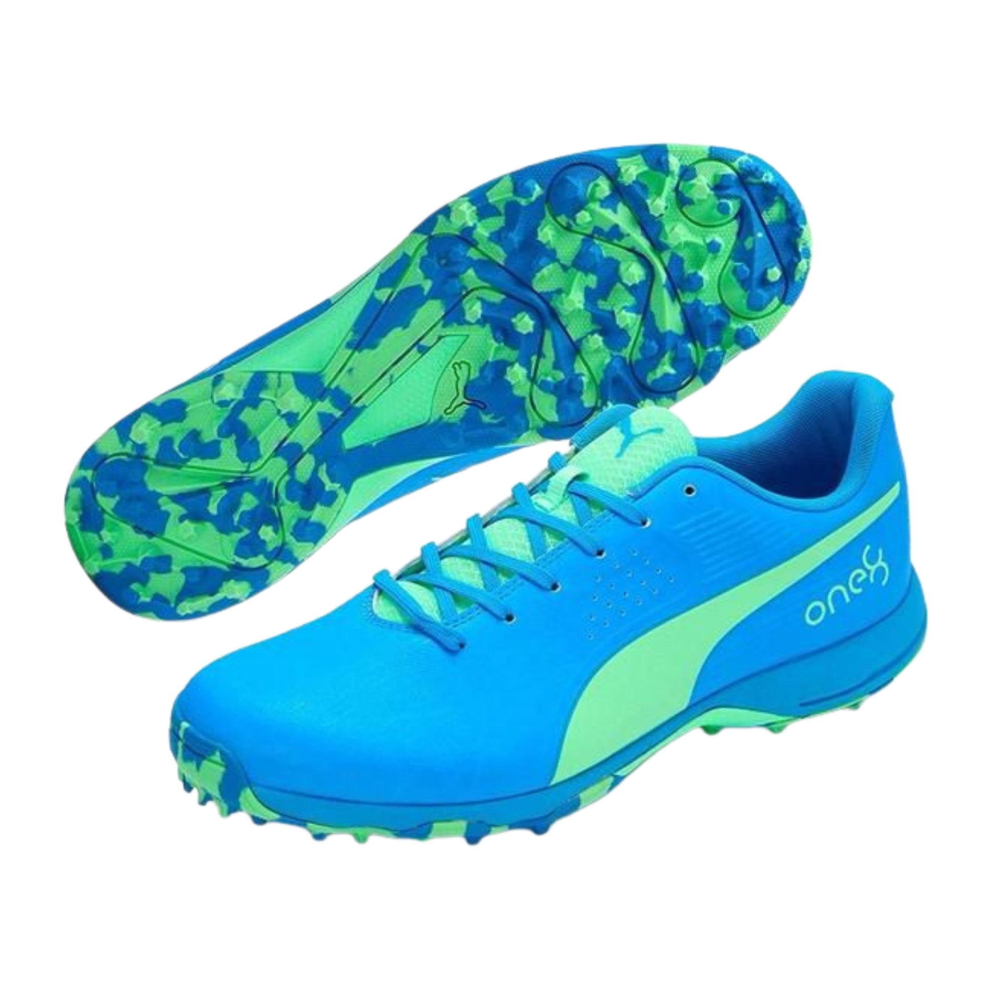 10222025 Puma Cricket Shoes One 8 Royal Blue & Green