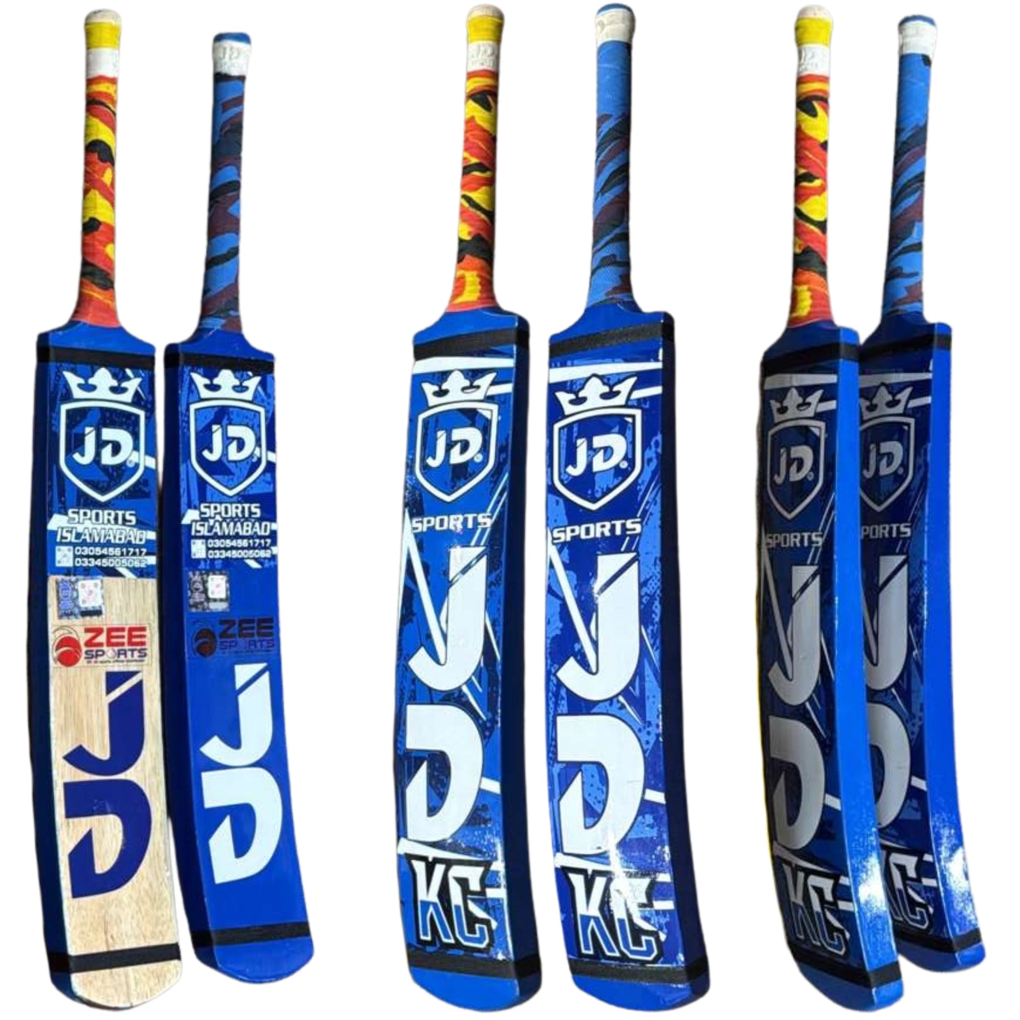 JD Sports Cricket Bat KC Edition Cocanut Wood Tape Tennis Blue