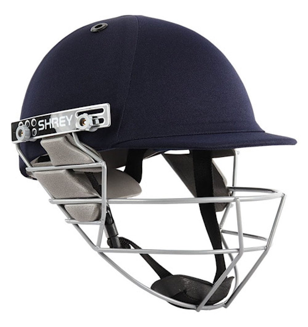 Side view of the Shrey Star cricket batting helmet, showcasing the traditional shoulder cut design for better head mobility.