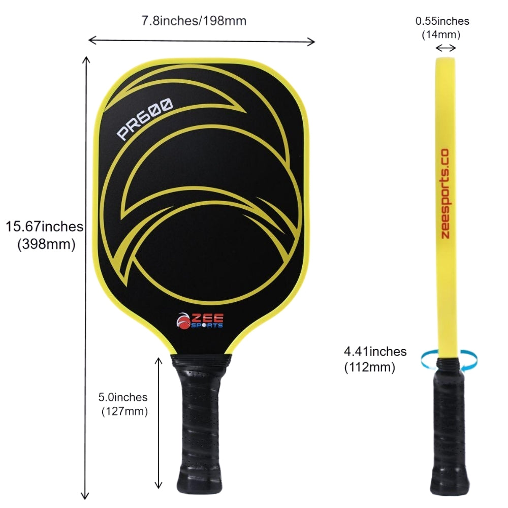 Zee Sports Paddles Pickle Ball Rackets PR600 Vibrant Yellow/Black