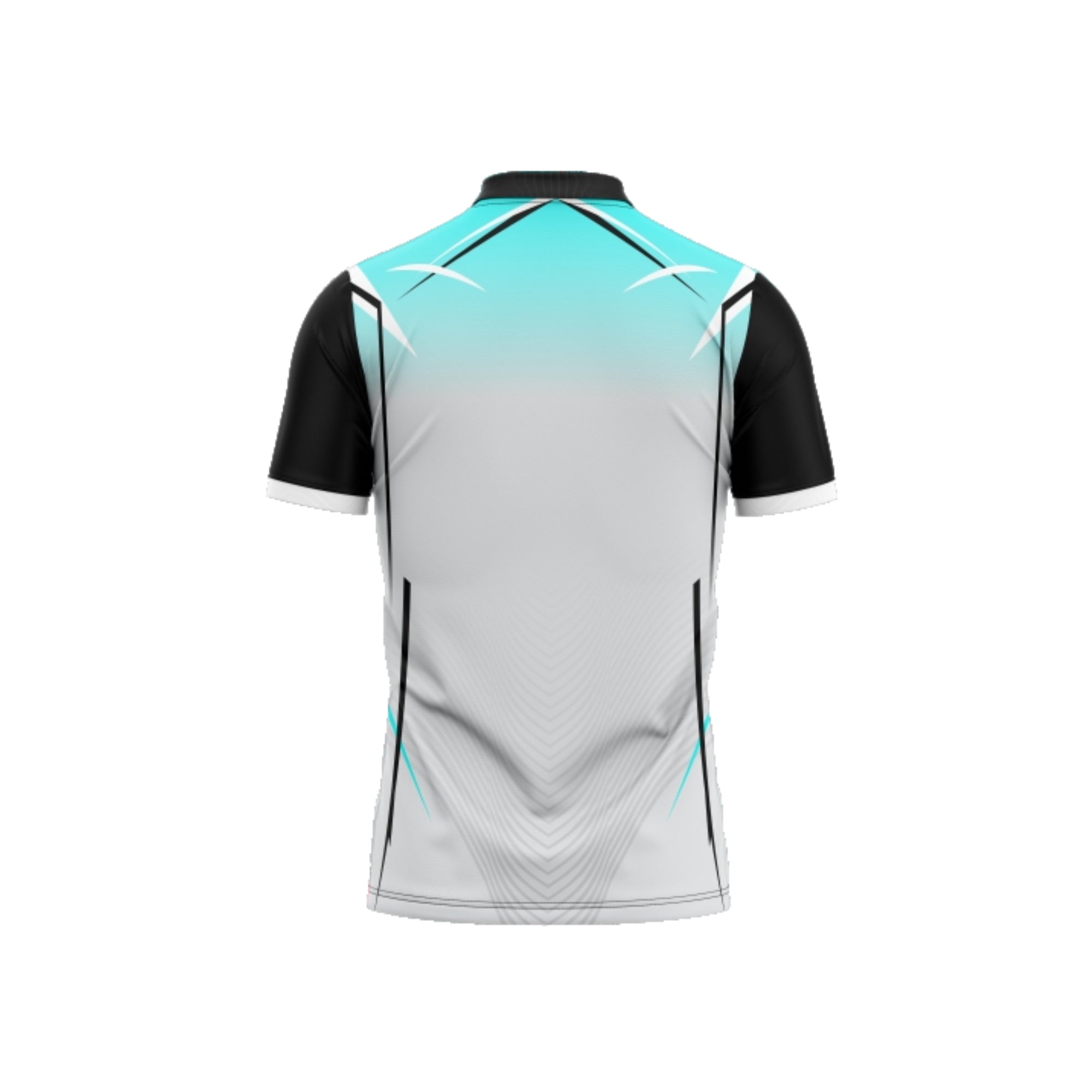 Back view of a sports jersey with gradient design on a white background