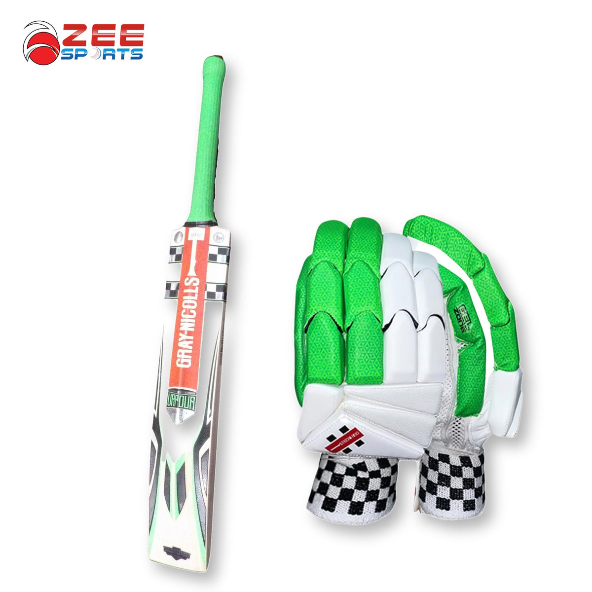 Gray Nicolls Vapour Gen1.3 5 Star Babar Azam Replica bat front with GN8 ODI batting gloves bundle