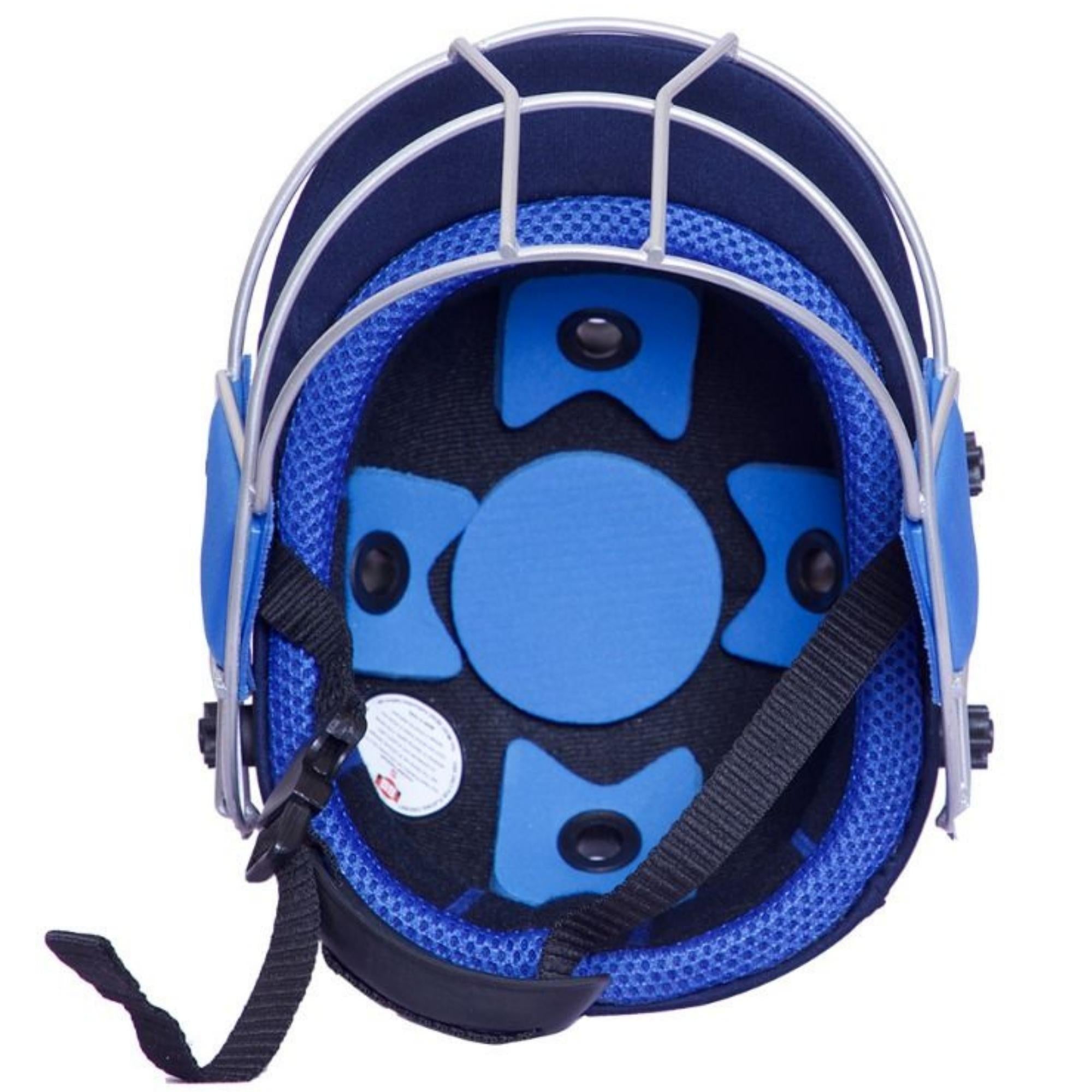 Inside view of the SS Gutsy cricket batting helmet, showing the high-density EVA padding and secure lining for optimal cushioning and impact protection.